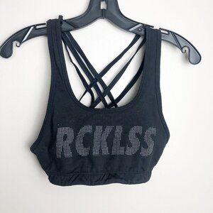 Y&R Rcklss Strappy Back Sports Bra Medium Black Womens